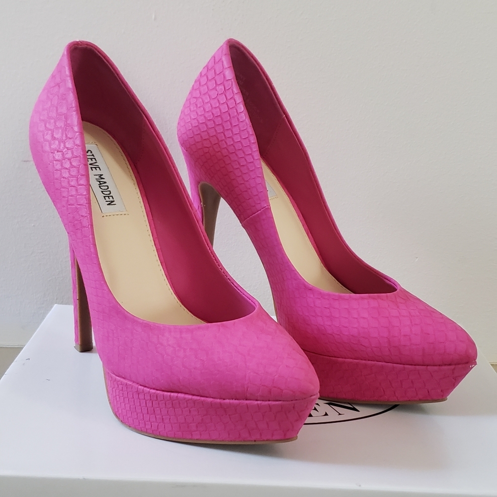 Hot Pink Snake Pumps